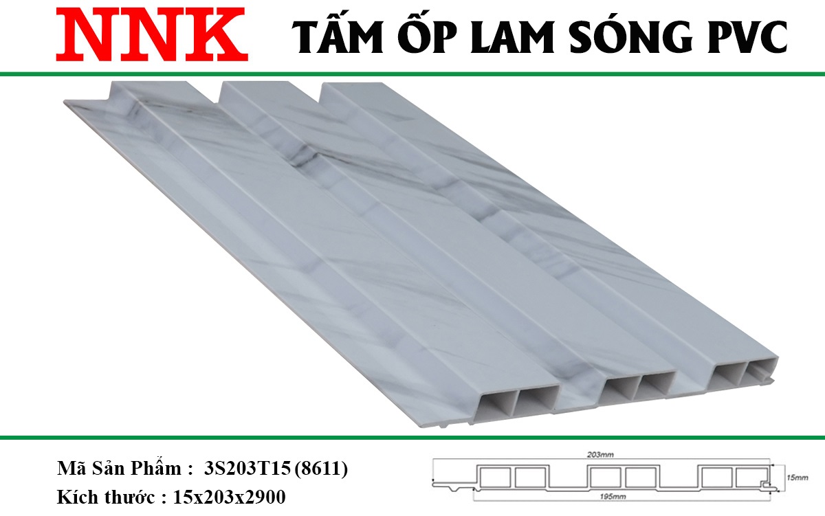 Tấm nhựa ốp tường, ốp trần nhựa PVC NNK 03 tại Bình Dương 